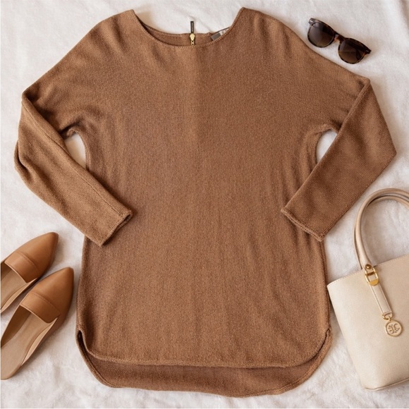 MICHAEL Michael Kors Sweaters - MICHAEL MICHAEL KORS Camel Oversized Knit Sweater with Gold Zipper Detail sz M